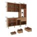 Cozinha Compacta 3 Peças com Armário Paneleiro e Balcão com Tampo Multimóveis CR20450 Freijó/Branco/Mármore Branco