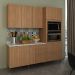 Cozinha Compacta 3 Peças com Armário Paneleiro e Balcão com Tampo Multimóveis CR20450 Freijó/Mármore Branco