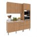 Cozinha Compacta 3 Peças com Armário Paneleiro e Balcão com Tampo Multimóveis CR20450 Freijó/Mármore Branco