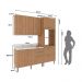 Cozinha Compacta 3 Peças com Armário Paneleiro e Balcão com Tampo Multimóveis CR20450 Freijó/Mármore Branco