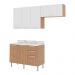 Cozinha Compacta 3 Peças com Armários e Balcão com Tampo Multimóveis CR20449 Freijó/Branco/Mármore Branco