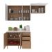 Cozinha Compacta 3 Peças com Armários e Balcão com Tampo Multimóveis CR20449 Freijó/Branco/Mármore Branco