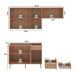 Cozinha Compacta 3 Peças com Armários e Balcão com Tampo Multimóveis CR20449 Freijó/Branco/Mármore Branco