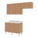 Cozinha Compacta 3 Peças com Armários e Balcão com Tampo Multimóveis CR20449 Freijó/Mármore Branco