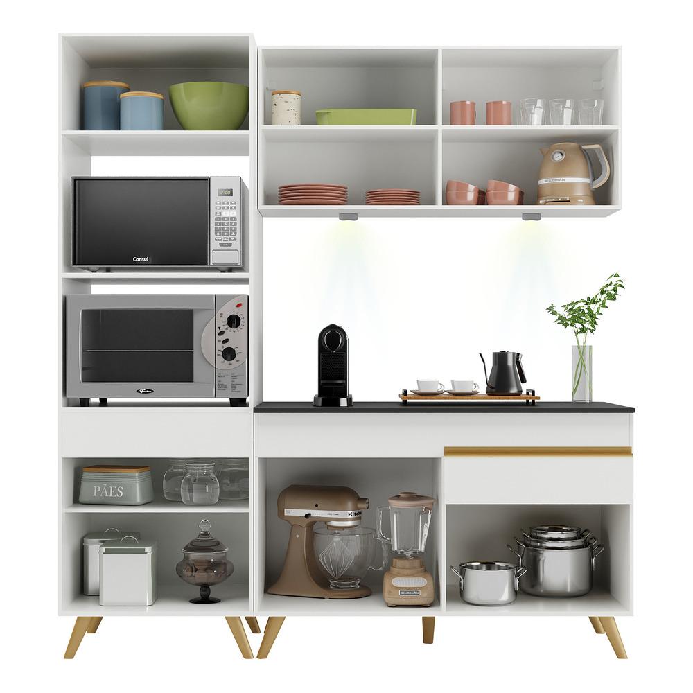 Cozinha Compacta 3 peças com Leds MP2019 Veneza Up Multimóveis Branca