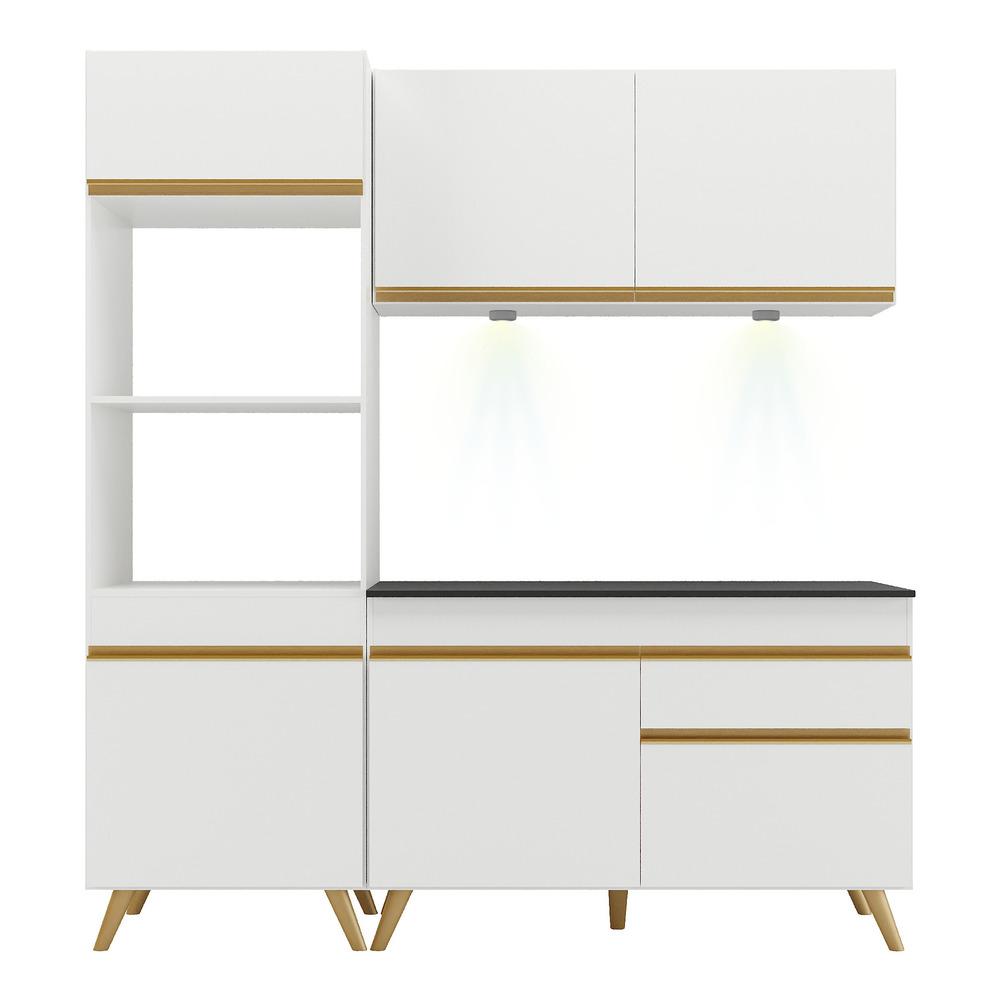Cozinha Compacta 3 peças com Leds MP2019 Veneza Up Multimóveis Branca