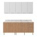 Cozinha Compacta 4 Peças com Armário e Balcão com Tampo Multimóveis CR20448 Freijó/Branco/Mármore Branco