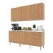 Cozinha Compacta 4 Peças com Armário e Balcão com Tampo Multimóveis CR20448 Freijó/Mármore Branco