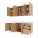Cozinha Compacta 4 Peças com Armário e Balcão com Tampo Multimóveis CR20448 Freijó/Mármore Branco
