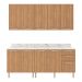 Cozinha Compacta 4 Peças com Armário e Balcão com Tampo Multimóveis CR20448 Freijó/Mármore Branco
