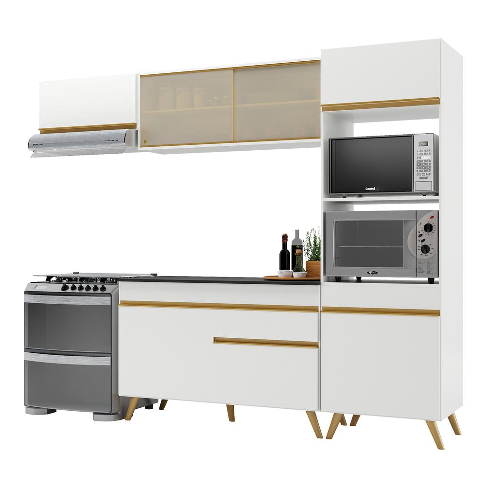Cozinha Compacta 4 pç c/ Armário e Balcão MP3691 Veneza GW Multimóveis Branca