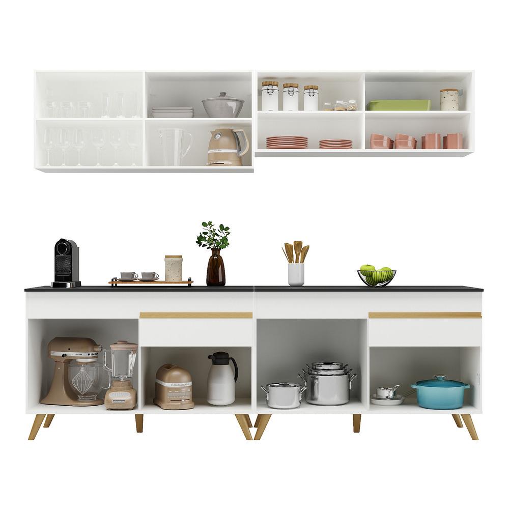 Cozinha Compacta 4 pç c/ Armário e Balcão MP3696 Veneza GW Multimóveis Branca