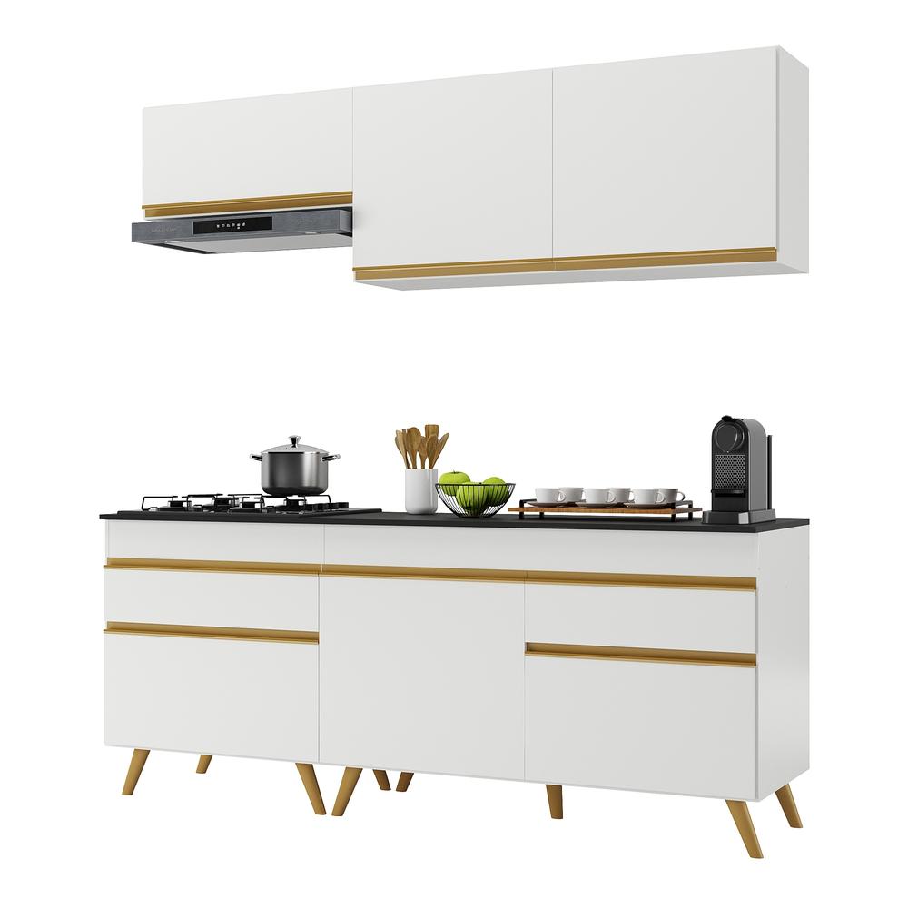 Cozinha Compacta 4 peças c/ Armário e Balcão MP3705 Veneza GW Multimóveis Branca