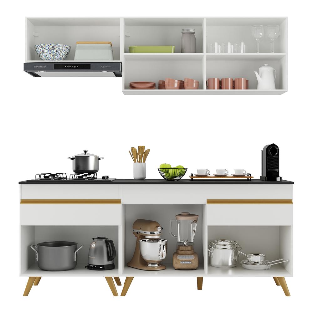 Cozinha Compacta 4 peças c/ Armário e Balcão MP3705 Veneza GW Multimóveis Branca