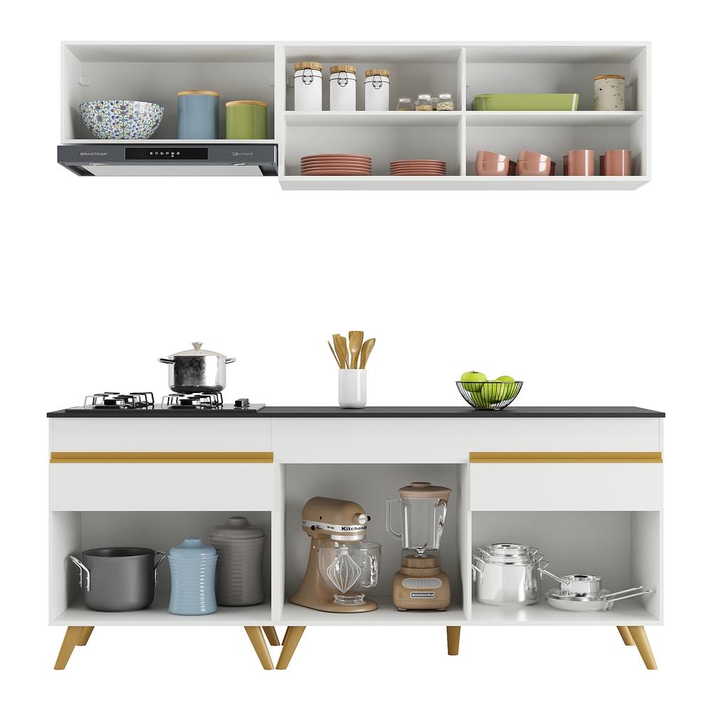 Cozinha Compacta 4 peças c/ Armário e Balcão MP3707 Veneza GW Multimóveis Branca