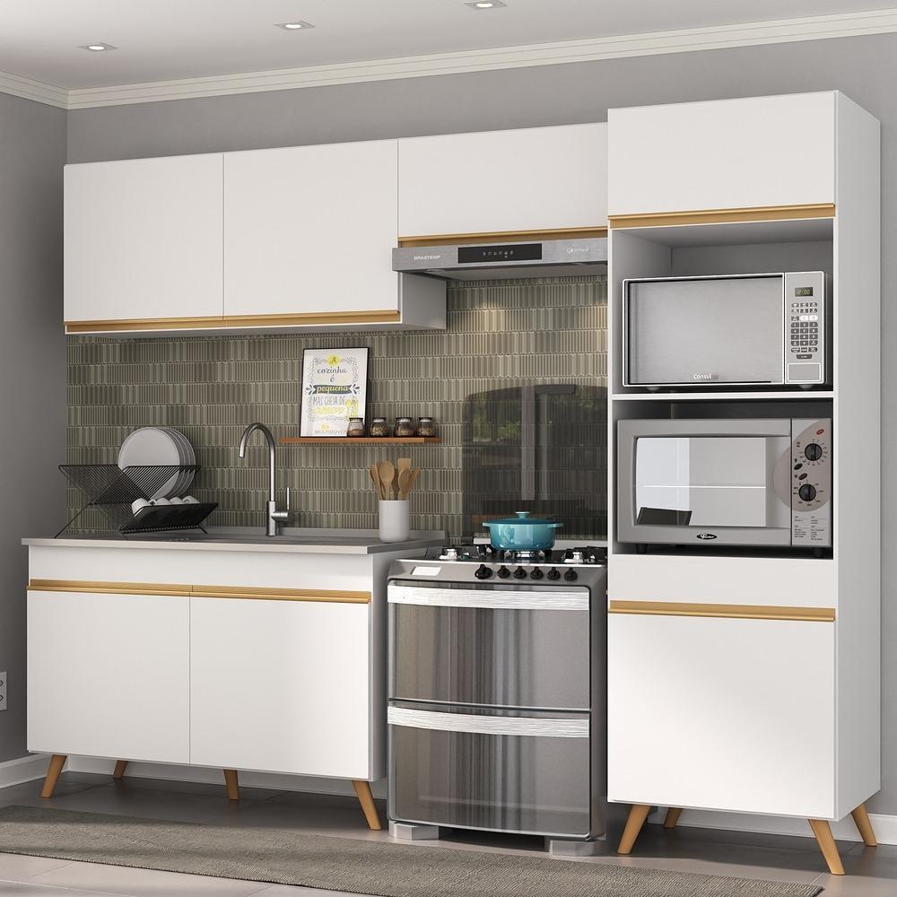 Cozinha Compacta 4 peças com Armário e Balcão MP3749 Veneza GW Multimóveis Branca