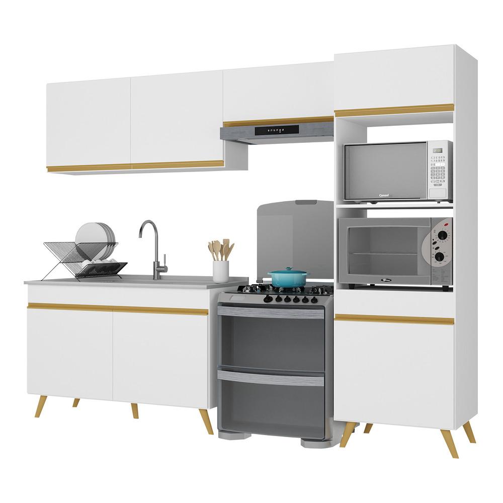 Cozinha Compacta 4 peças com Armário e Balcão MP3749 Veneza GW Multimóveis Branca