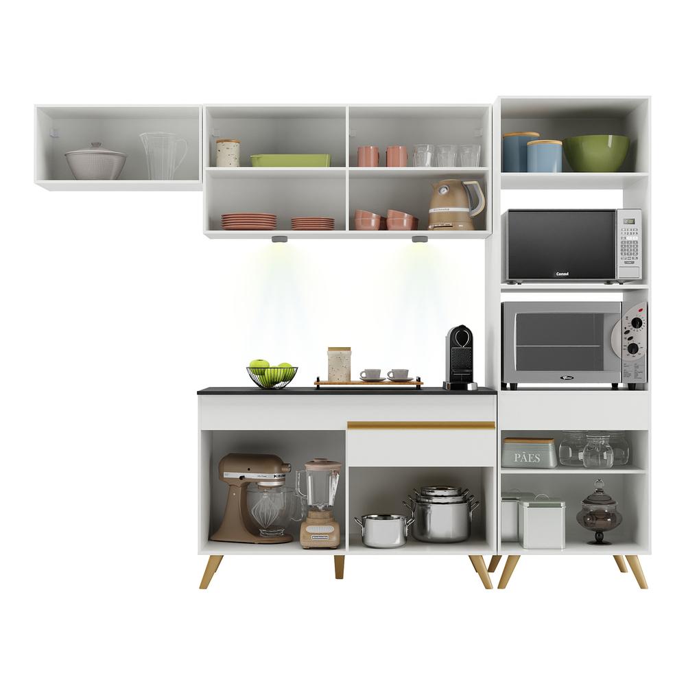 Cozinha Compacta 4 peças com Leds MP2015 Veneza Up Multimóveis Branca