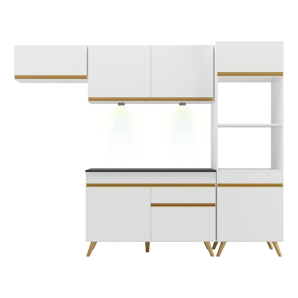 Cozinha Compacta 4 peças com Leds MP2015 Veneza Up Multimóveis Branca