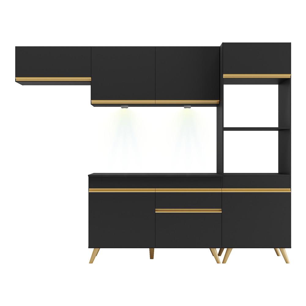 Cozinha Compacta 4 peças com Leds MP2015 Veneza Up Multimóveis Preta