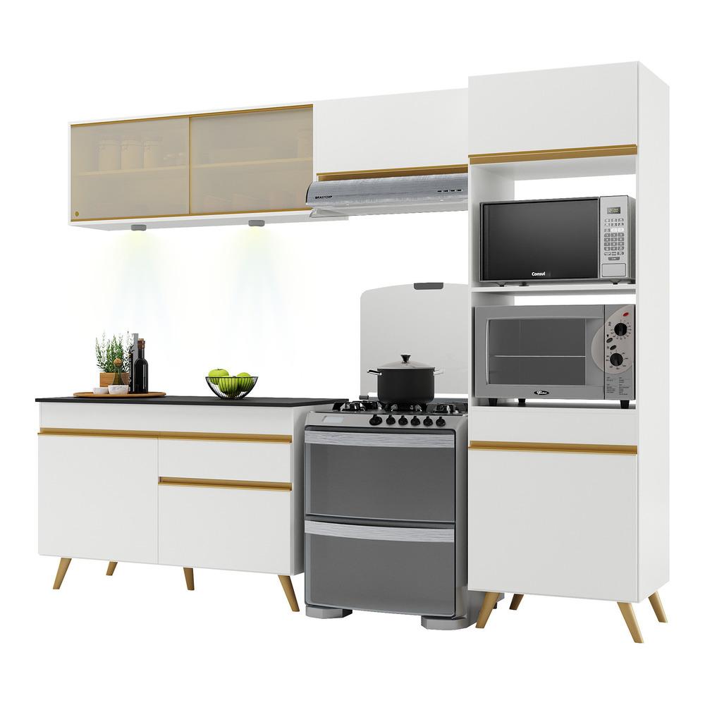 Cozinha Compacta 4 peças com Leds MP2017 Veneza Up Multimóveis Branca