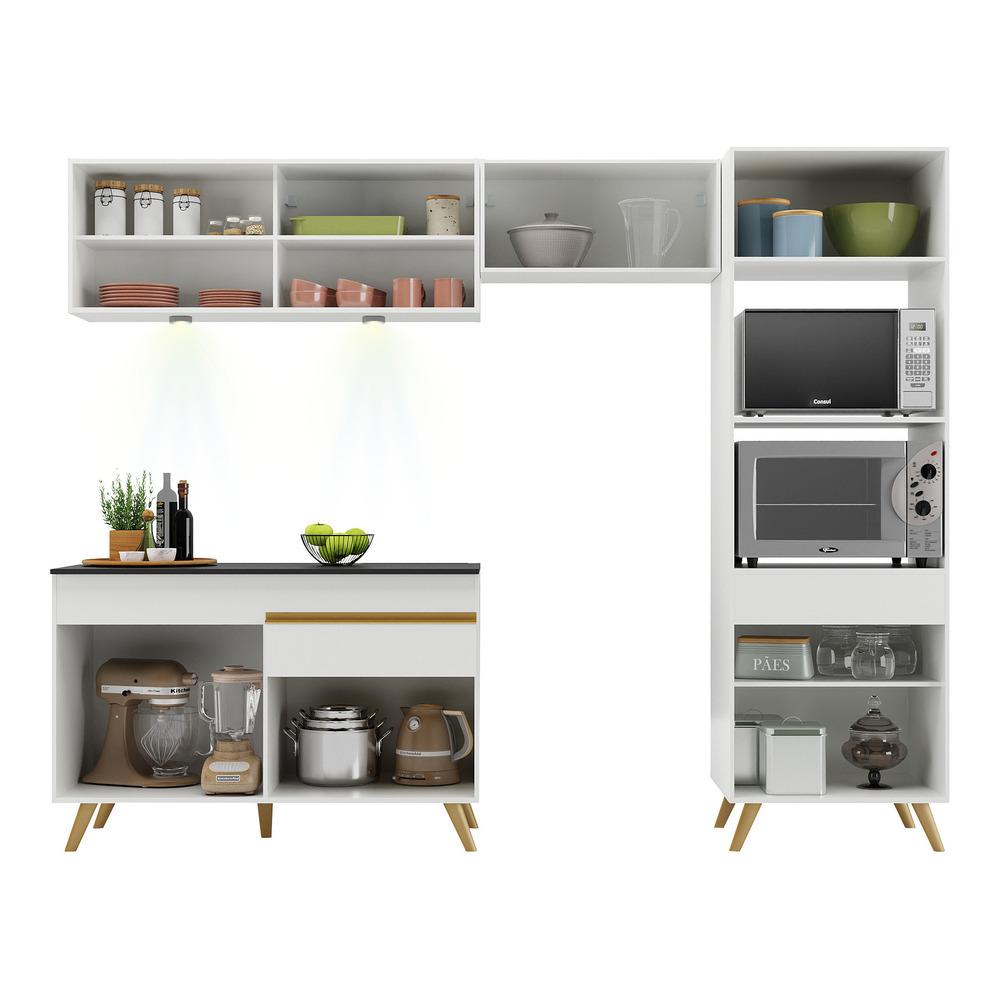 Cozinha Compacta 4 peças com Leds MP2017 Veneza Up Multimóveis Branca
