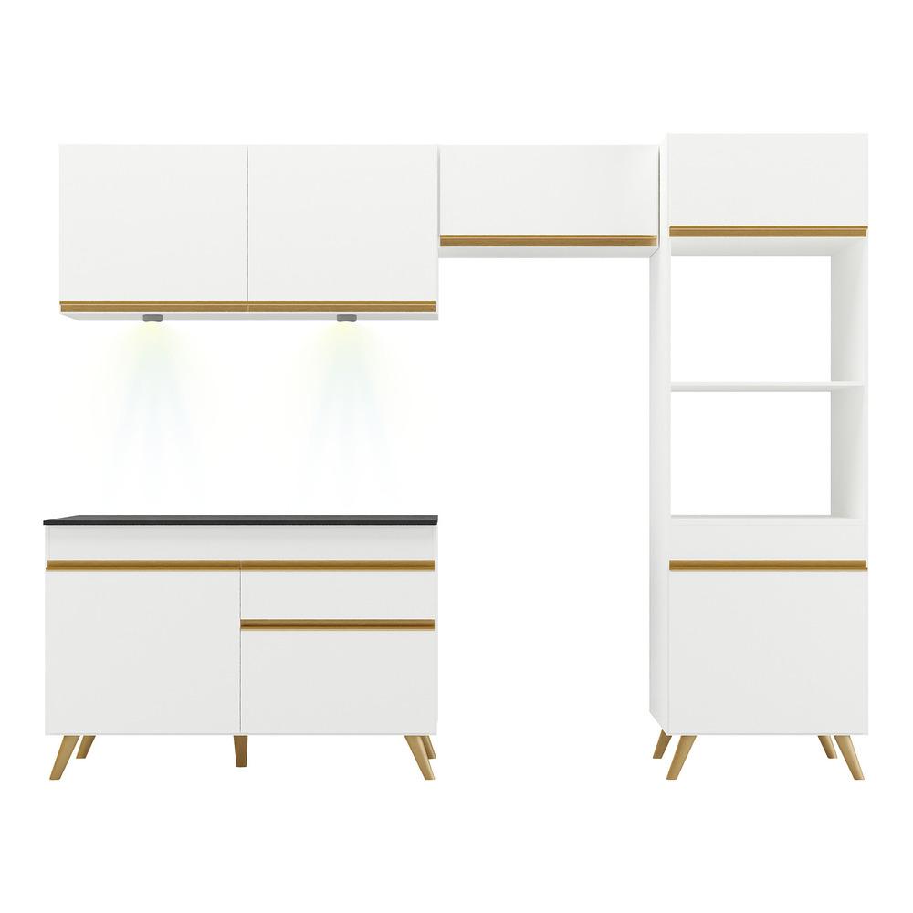 Cozinha Compacta 4 peças com Leds MP2018 Veneza Up Multimóveis Branca