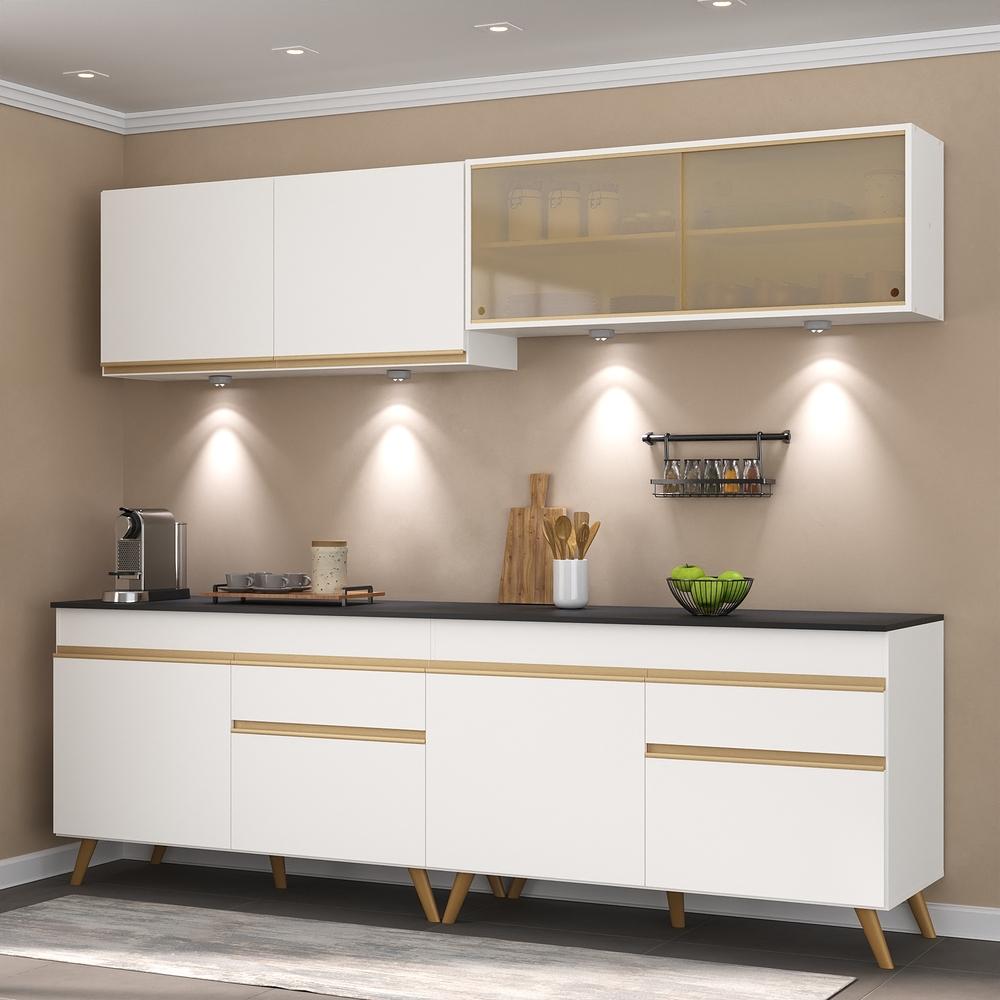Cozinha Compacta 4 peças com Leds MP2021 Veneza Up Multimóveis Branca