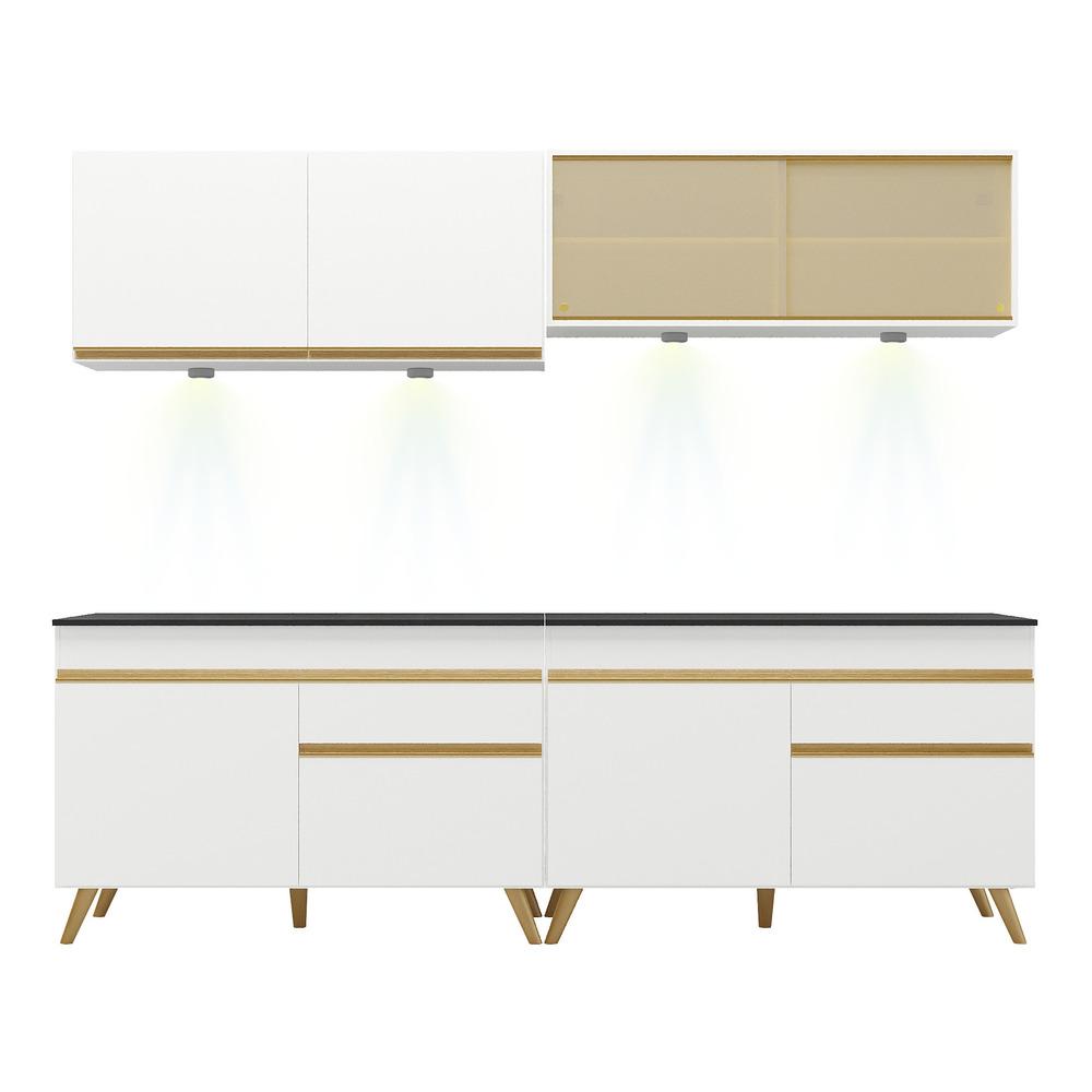 Cozinha Compacta 4 peças com Leds MP2021 Veneza Up Multimóveis Branca