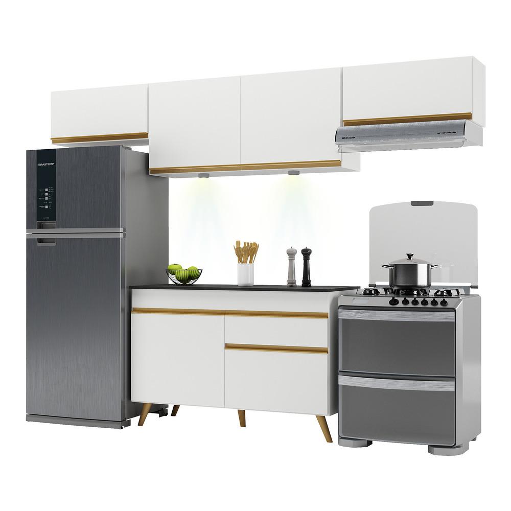 Cozinha Compacta 4 peças com Leds MP2022 Veneza Up Multimóveis Branca