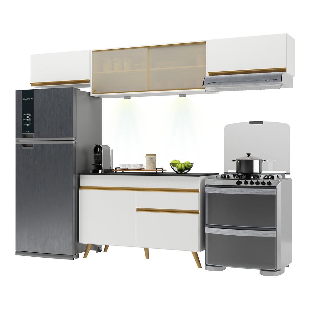 Cozinha Compacta 4 peças com Leds MP2023 Veneza Up Multimóveis Branca