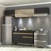 Cozinha Compacta 4 peças com Leds MP2023 Veneza Up Multimóveis Preta