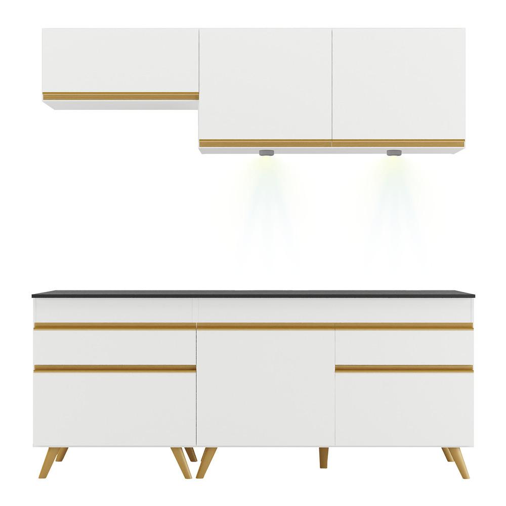 Cozinha Compacta 4 peças com Leds MP2030 Veneza Up Multimóveis Branca