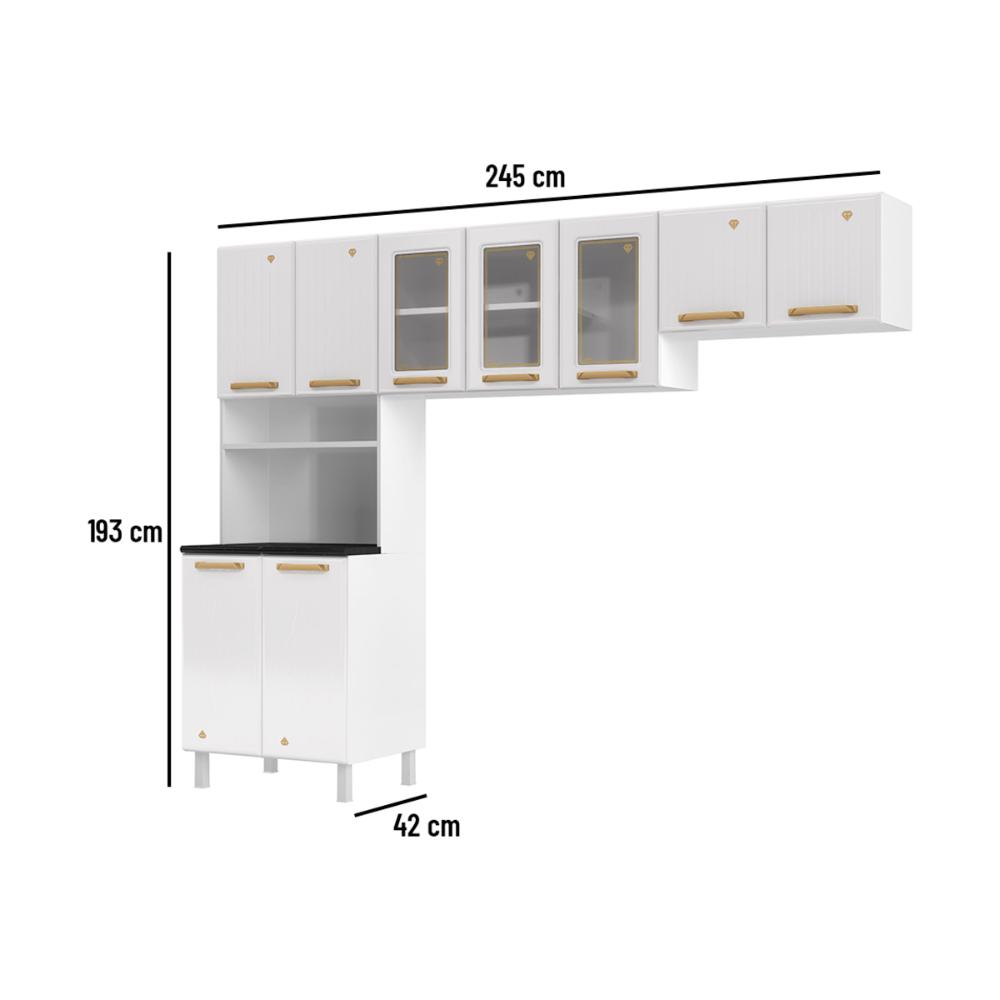 Cozinha Compacta Aço 3 Peças com Armário para Forno/Micro-ondas Multimóveis CR20367 Branco