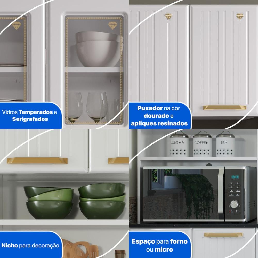 Cozinha Compacta Aço 3 Peças com Armário para Forno/Micro-ondas Multimóveis CR20367 Branco