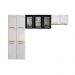 Cozinha Compacta Aço 3 Peças com Vidros Armários Aéreos e Paneleiro Multimóveis CR20368 Branco/Preto