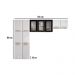 Cozinha Compacta Aço 3 Peças com Vidros Armários Aéreos e Paneleiro Multimóveis CR20368 Branco/Preto