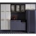 Cozinha Compacta Aço 3 Peças com Vidros Armários Aéreos e Paneleiro Multimóveis CR20368 Branco/Preto