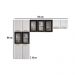 Cozinha Compacta Aço 3 Peças com Vidros Armários Aéreos e Paneleiro Multimóveis CR20369 Branco/Preto
