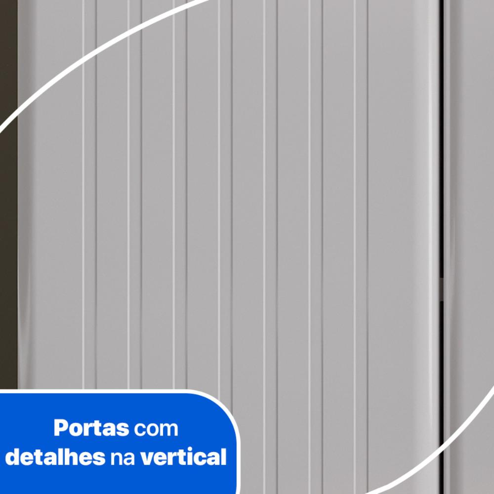 Cozinha Compacta Aço 3 Peças com Vidros Armários Aéreos e Paneleiro Multimóveis CR20369 Branco/Preto