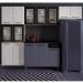 Cozinha Compacta Aço 3 Peças com Vidros Armários Aéreos e Paneleiro Multimóveis CR20369 Branco/Preto