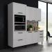 Cozinha Compacta MDF 3 Peças com Armário Paneleiro e Balcão com Tampo Multimóveis CR20454 Branco/Carvalho Tropical
