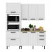 Cozinha Compacta MDF 3 Peças com Armário Paneleiro e Balcão com Tampo Multimóveis CR20454 Branco/Carvalho Tropical