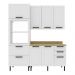 Cozinha Compacta MDF 3 Peças com Armário Paneleiro e Balcão com Tampo Multimóveis CR20454 Branco/Carvalho Tropical
