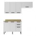 Cozinha Compacta MDF 3 Peças com Armários e Balcão com Tampo Multimóveis CR20456 Branco/Carvalho Tropical