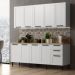 Cozinha Compacta MDF 4 Peças com Armário e Balcão com Tampo Multimóveis CR20453 Branco/Carvalho Tropical