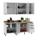 Cozinha Compacta MDF 4 Peças com Armário e Balcão com Tampo Multimóveis CR20453 Branco/Carvalho Tropical