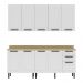 Cozinha Compacta MDF 4 Peças com Armário e Balcão com Tampo Multimóveis CR20453 Branco/Carvalho Tropical