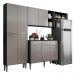 Cozinha Compacta Multimóveis Pequim FG2933 com Armário e Balcão Preta/Lacca Fumê