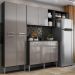 Cozinha Compacta Multimóveis Pequim FG2933 com Armário e Balcão Preta/Lacca Fumê